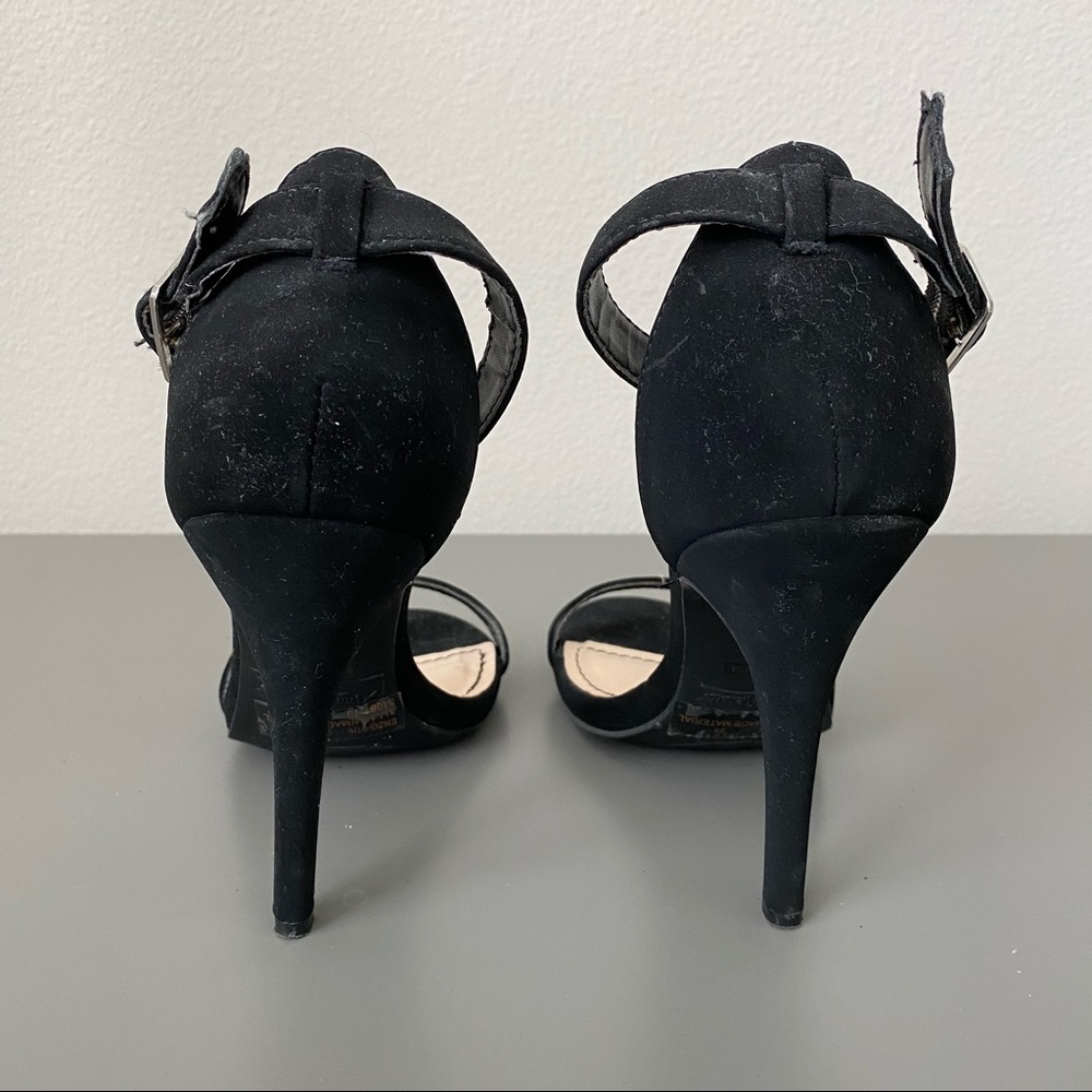 ✖️SOLD✖️ ANNE MICHELLE Enzo Black Nubuck Ankle Strap Heels - Picture 4 of 10